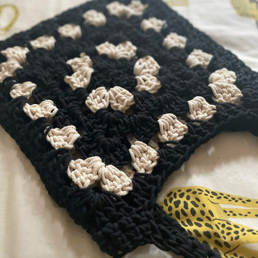 Monochrome Granny Square Shoulder Bag