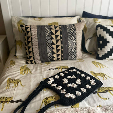 Monochrome Granny Square Shoulder Bag