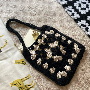 Monochrome Granny Square Shoulder Bag