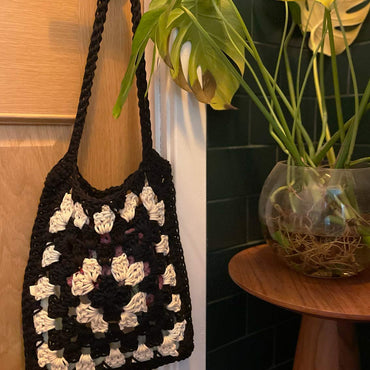 Monochrome Granny Square Shoulder Bag