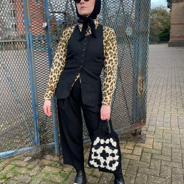 Monochrome granny Square Handbag