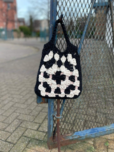 Monochrome granny Square Handbag