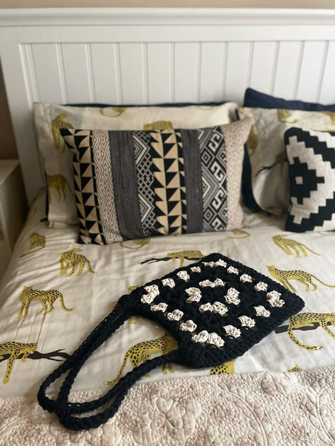 Monochrome Granny Square Shoulder Bag