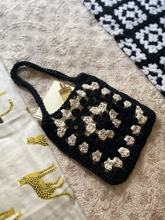 Monochrome Granny Square Shoulder Bag