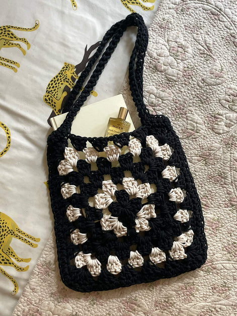 Monochrome Granny Square Shoulder Bag