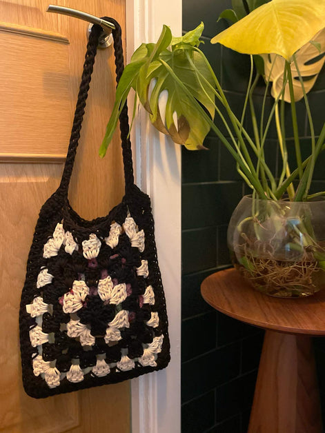 Monochrome Granny Square Shoulder Bag