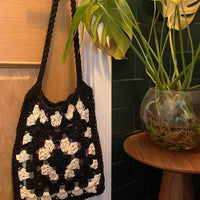 Monochrome Granny Square Shoulder Bag