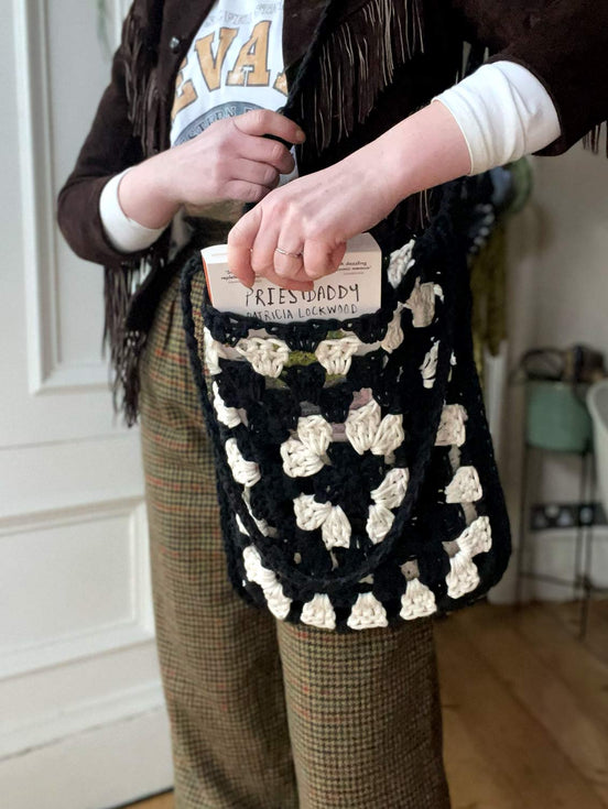 Monochrome Granny Square Shoulder Bag