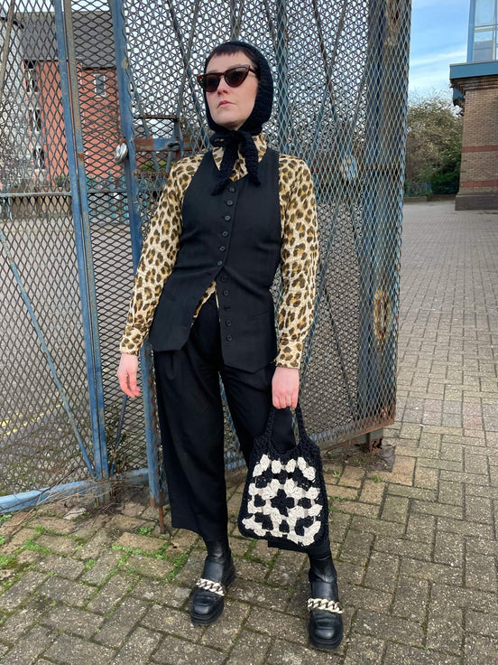 Monochrome granny Square Handbag