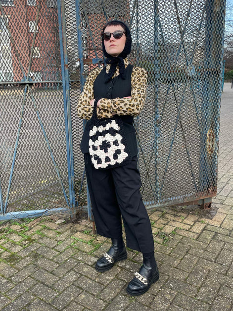 Monochrome granny Square Handbag